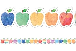 TEACHER CREATED RESOURCES Watercolor Apples Die-Cut Border Trim
