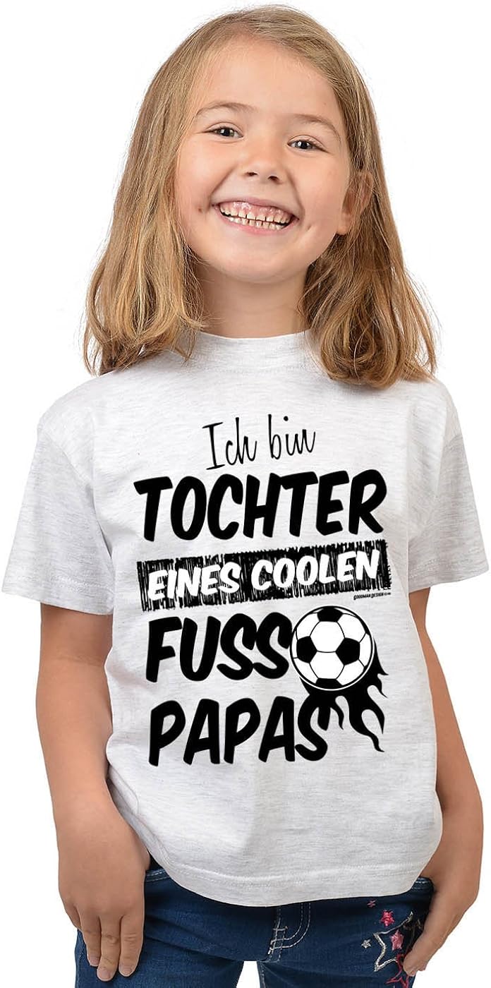 Kinder TShirt Ich bin Tochter eines coolen Fussball Papas Sprüche