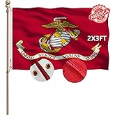 KEYCA US Marine Corps USMC Flag 2x3 FT Made in The USA-Heavy Duty Vibrant colors Double Sided US Military Army Flag with 2 Brass Grommets for Home/Company/Indoor Outdoor Decoration