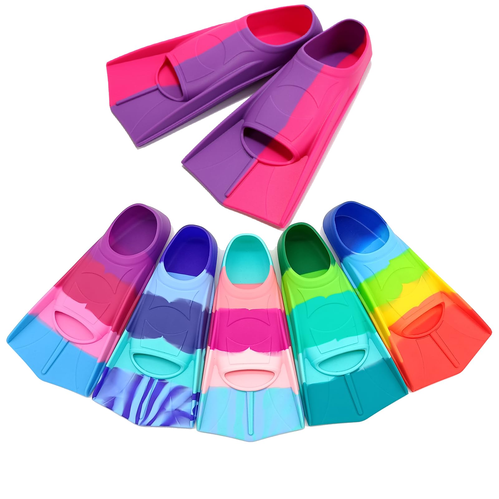 Photo 1 of Azuunye Kids Swim Fins, Short Blade Non-Slip Heel Pool Training Flippers for Youth Lightweight Design XS