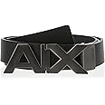 Armani Exchange Men's Leather Wide Logo Belt Buckle