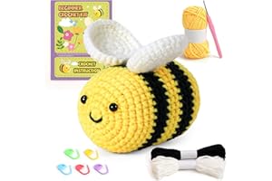 Karsspor Crochet Kit for Beginners, Crochet Starter Kit with Detailed Instructions and Video Tutorials, Complete Crochet Animal Kit, Crochet for Adults Kids, Adorable Crochet Bee