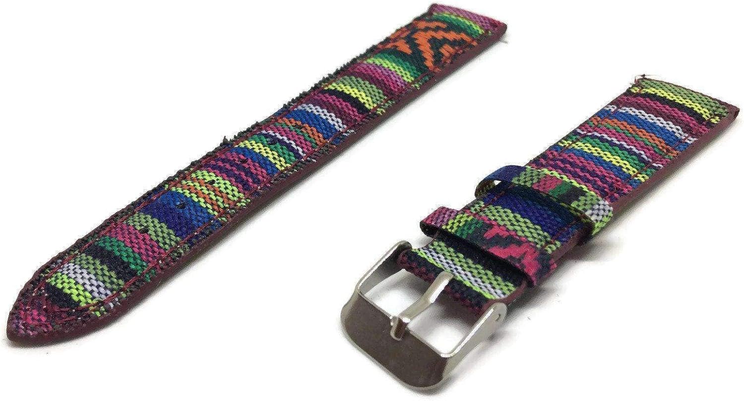 Fabric Watch Strap 18mm with Stylish Patten and Stainless Steel Buckle