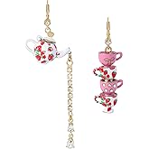 Betsey Johnson Womens Tea Party Mismatched Earrings Pink One Size