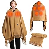 Wearable Blanket, Portable Heated Scarf Shawl with Zipper 3 Heating Levels 8 Heating Zones for Bed Sofa Office, Valentine's Day Gifts for Her, Gifts for Women