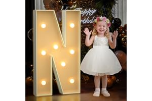 Mixifox 3FT Marquee Letters N, Large Light Up Letters 3 Feet Tall with Lights, Big Letter for Wedding, Engagement, Graduation, Birthday Party Decorations, Pre-Cut Foam Board Kit