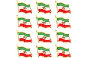 12 Pcs Iran Persian Flag Pins, Metal Lion and Sun Flag Pin Men Women, Iranian Flag Lapel Pin, Suitable for Clothes Bags Hats