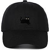 CORIRESHA Cute Black Cat Dad Hat Embroidered Baseball Cap for Women Men Gift