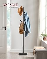 VASAGLE Coat Rack 8 Hooks Solid Rubberwood Free Standing Ink Black RCR010B01 view 2