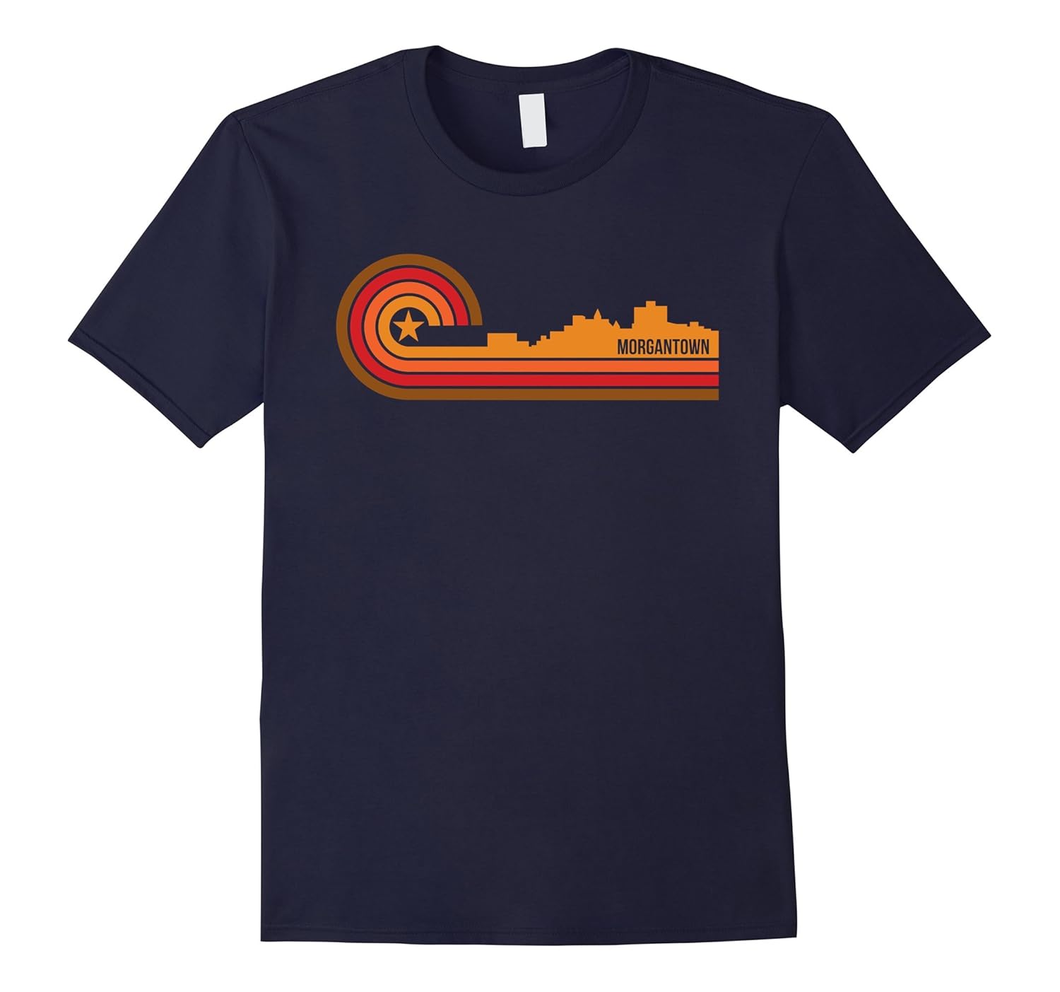 Retro Style Morgantown West Virginia Skyline T-Shirt-ANZ