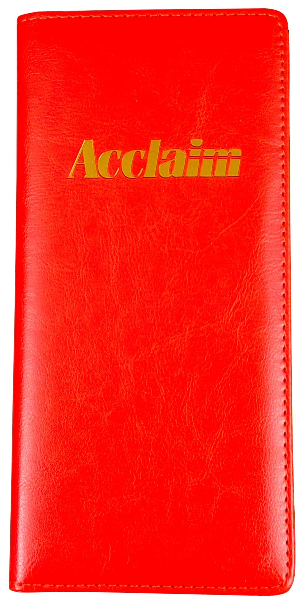 Acclaim Rigid Lawn Bowls Bowling Scorecard Holder Lightly Padded Synthetic Grain Leather Look Finish 23 cm x 11 cm with Spring Clip & Pen Loop (Orange) — image 1