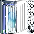 Ferilinso 4 Pack Screen Protector for iPhone 15 with 4 Pack Tempered Glass Camera Lens Protector Phone Case Friendly HD Accessories Protector de Pantalla for Apple iPhone 15 6.1 INCH
