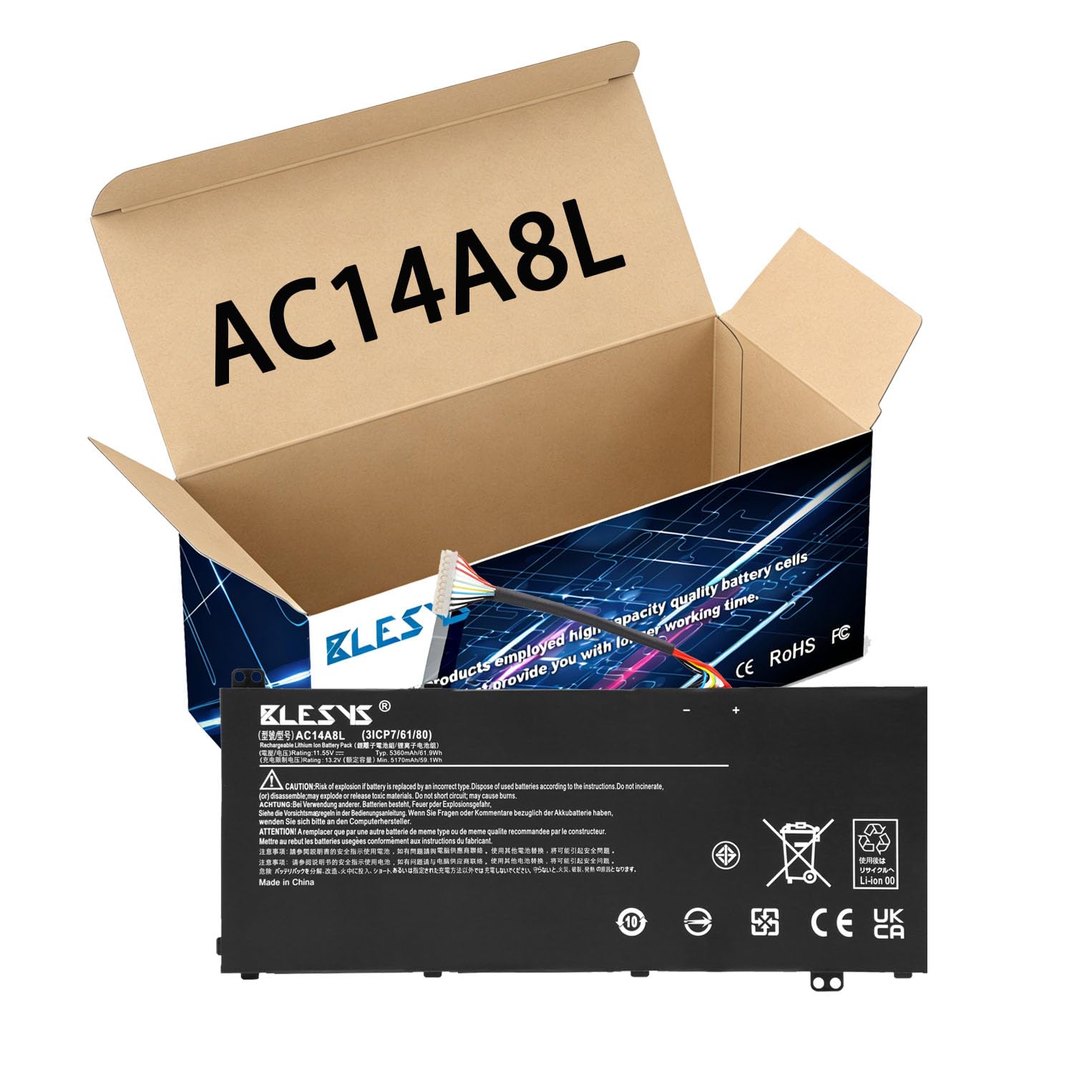 BLESYS AC14A8L KT.0030G.001 Compatible with laptop battery Acer Aspire VN7-571 VN7-571G VN7-572 VN7-572G VN7-591 VN7-591G VN7-592 VN7-592G VN7-791 VN7-791G VN7-792 VN7-792G Notebook battery