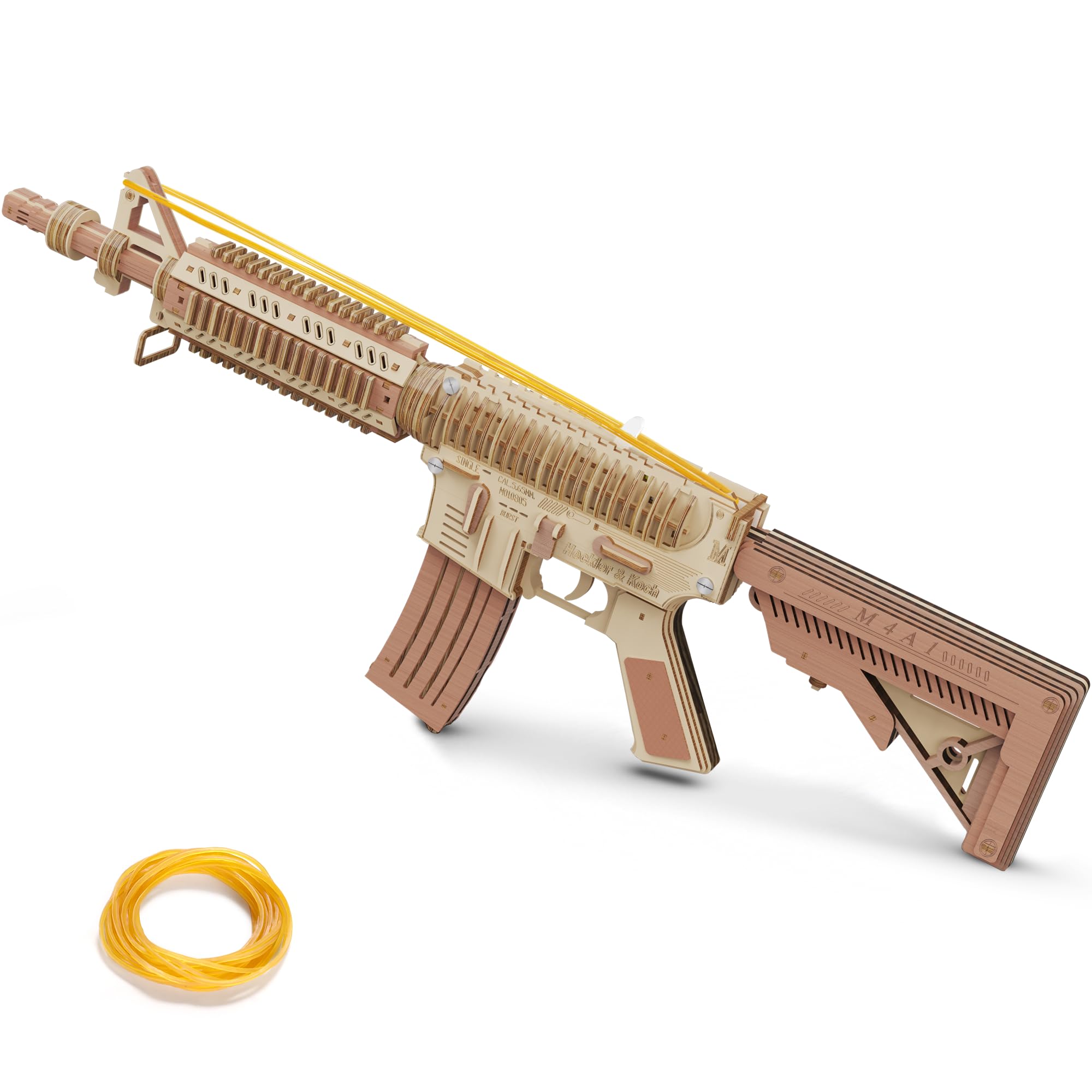 Photo 1 of 3d Wooden  Puzzle, Rubber Band Gun Model DIY Building Toys Mechanical Model - Multi-Player Game with Rubber Bands, Crafts for Adults (Classic-Rifle)