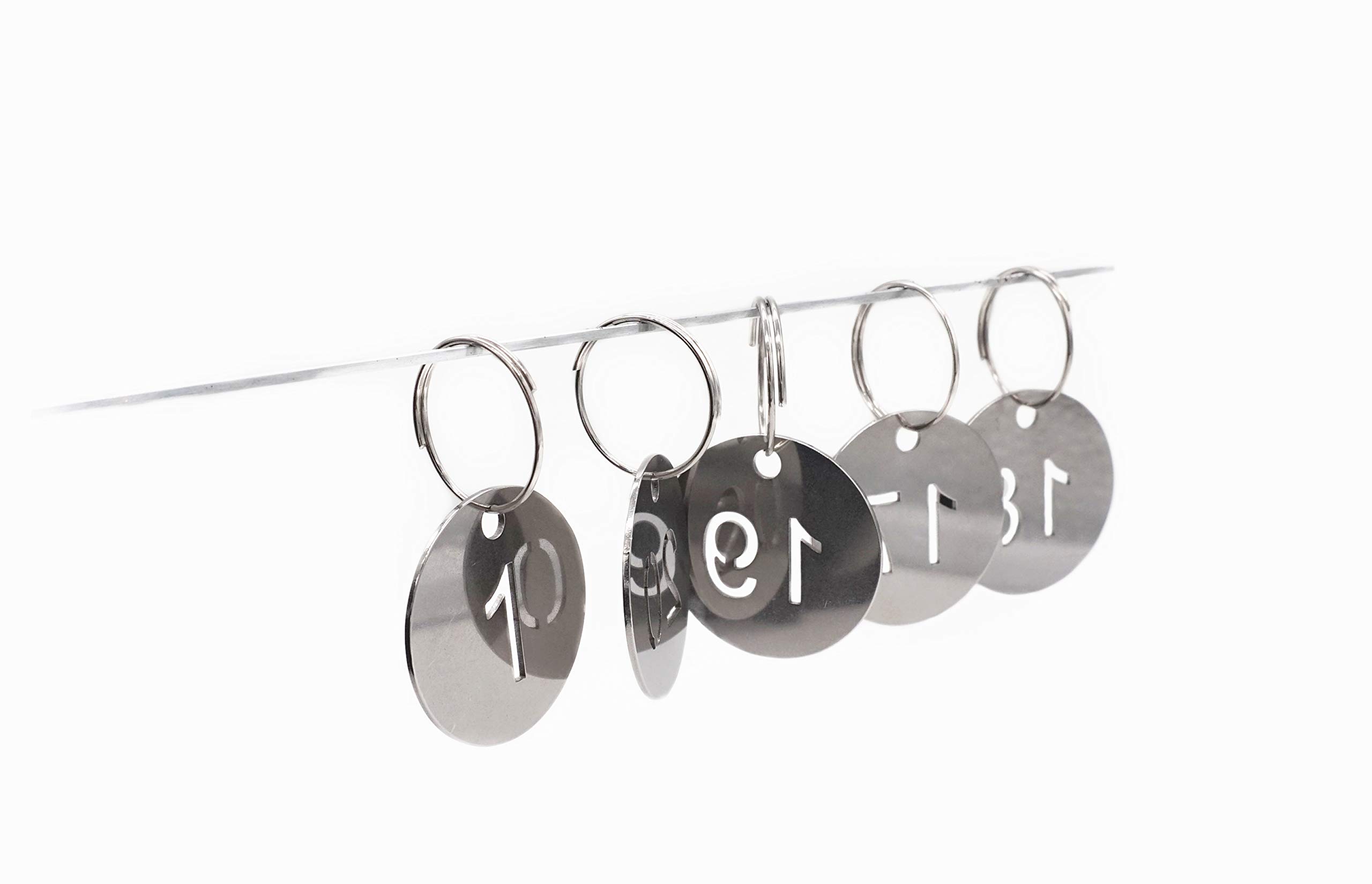 NanTun 30mm 304 Stainless Steel Key Tags with Ring 50 pcs, Hollowed Number ID Tags Key Chain, Numbered Key Rings - 1 to 50 โ image 1