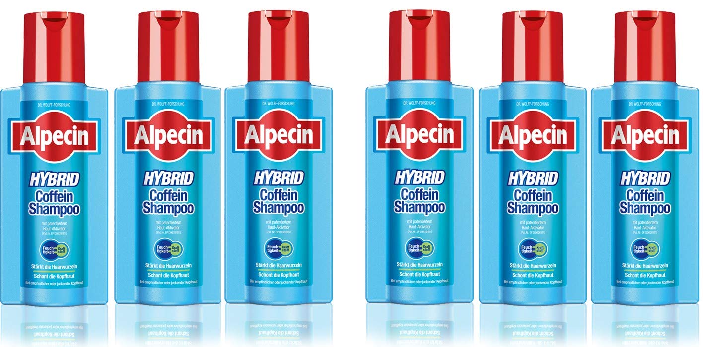 Alpecin Hybrid caffeine shampoo, 6 x 250 ml