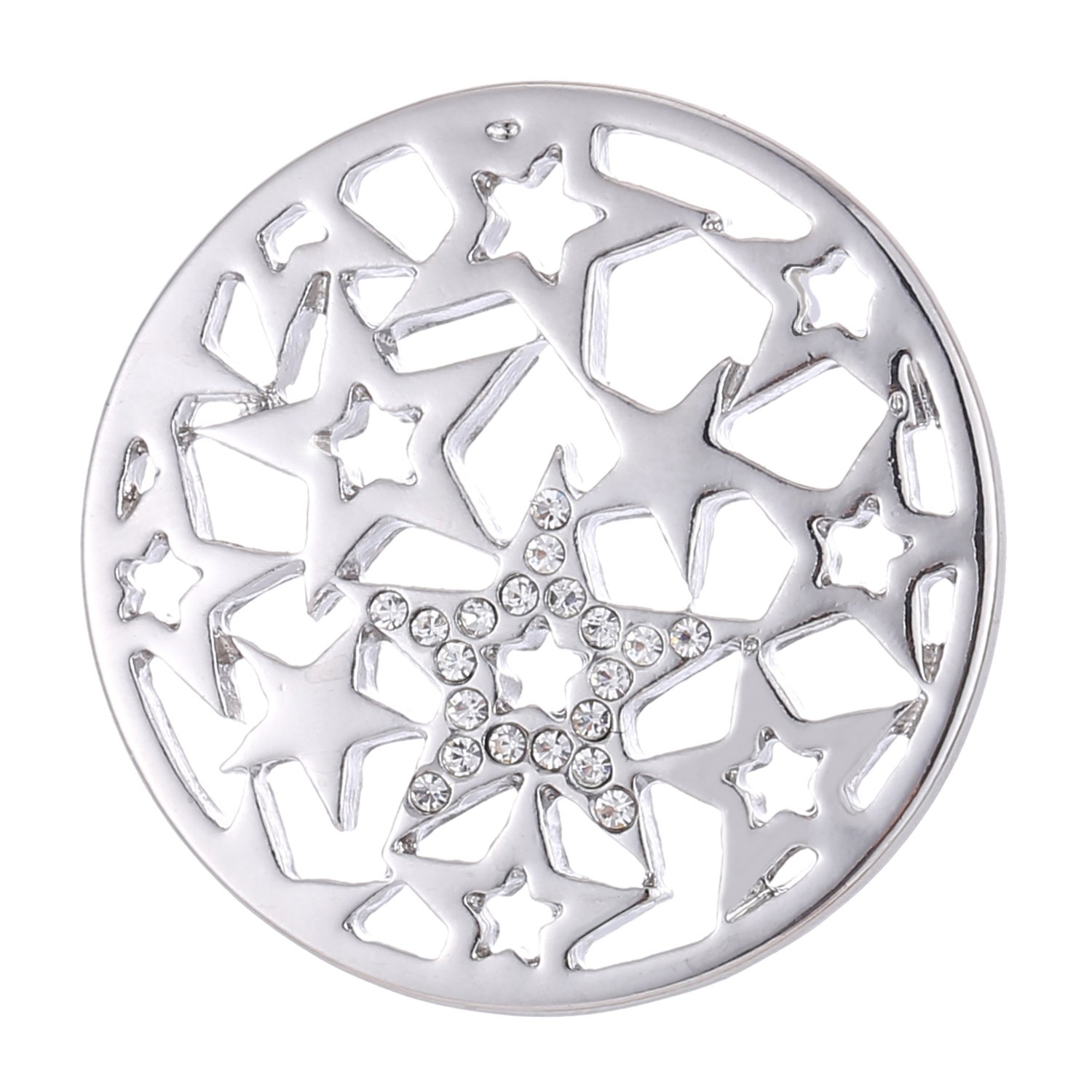Morella Women's Coin Pendant 33 mm 13" Star Pattern – Silver — image 1