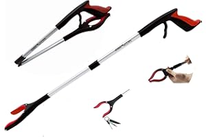 32 inch GrabRunner FDA Registered Reacher Grabber Tool with Strong Magnetic and Swivel Head (Red)