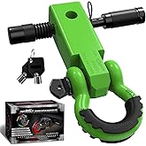AUTMATCH Shackle Hitch Receiver 2 Inch - 3/4" D Ring Shackle and 5/8" Trailer Hitch Lock Pin, 45,000 Lbs Break Strength Heavy Duty Receiver Towing Kit for Off-Road Vehicle Recovery, Green