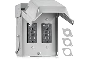 SURAIELEC Outdoor Outlet Box Waterproof, Dual 20 AMP WRTR GFCI Receptacles, Rainproof 3R Weather Resistant All Metal Outlet C