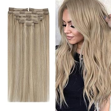 Youngsee Remy Clip Extensions Strahnchen Blond Doppelt Tressen Clip In Echthaar Extensions Dickes Haare Dunkel Aschblond Mit Goldblond Haarverlangerung Echthaar Clips 7pcs 100g 50cm Amazon De Beauty