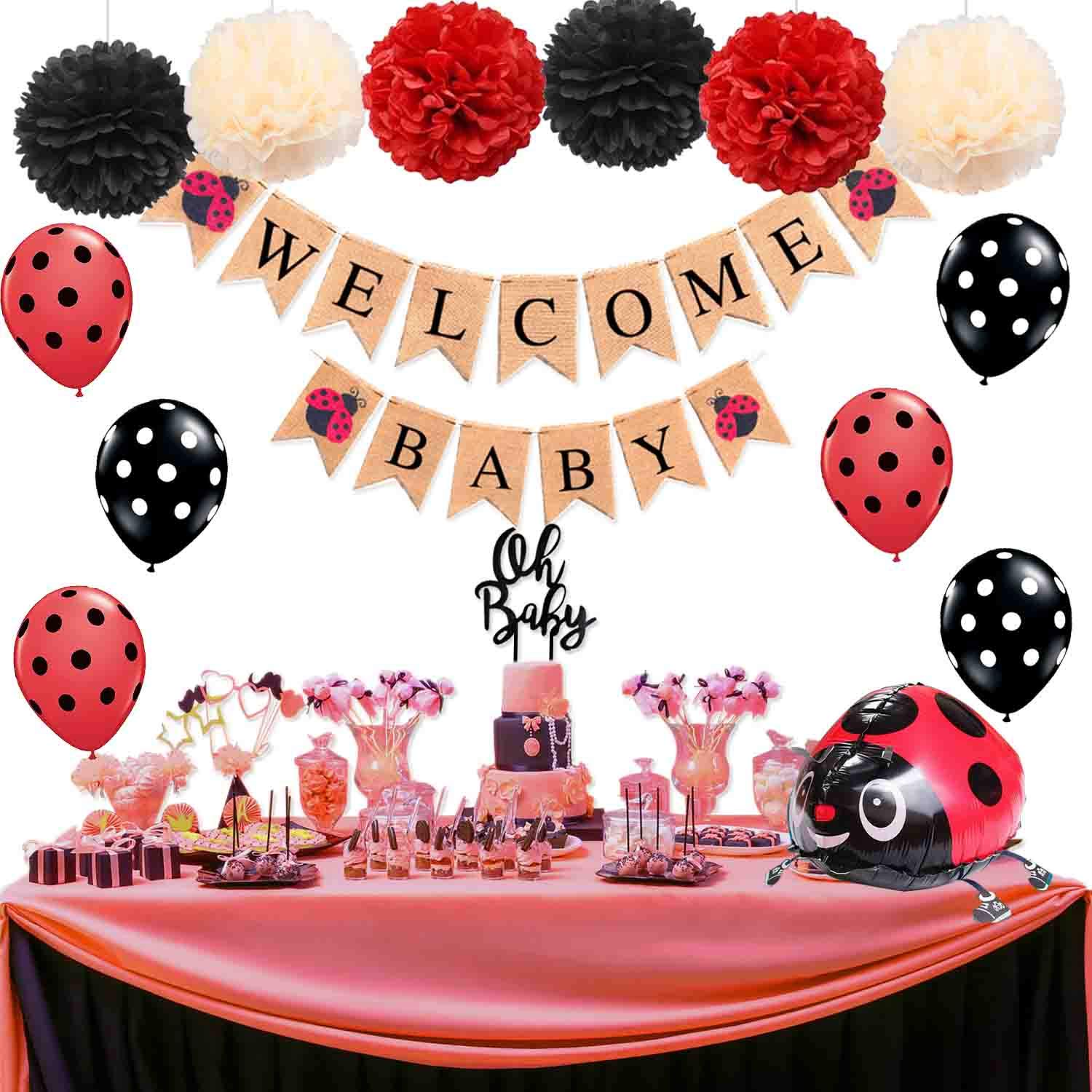 Amazon Com Keaparty Ladybug Baby Shower Party Decorations