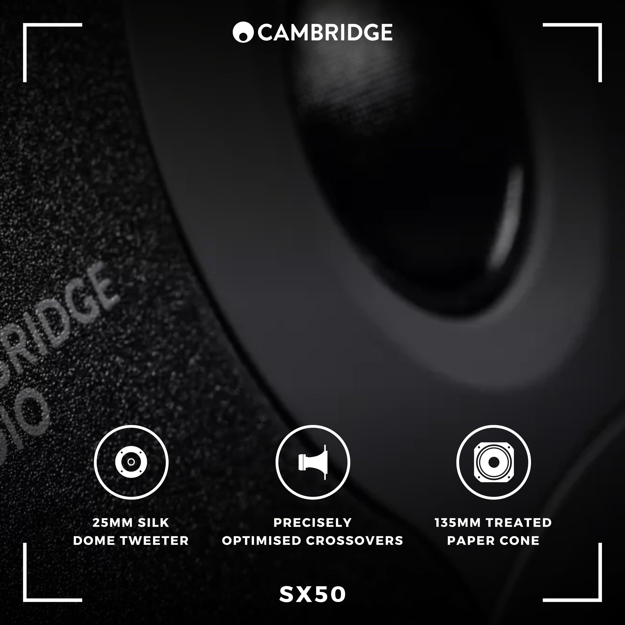 Cambridge Audio SX-50 Bookshelf Speaker | 100 Watt Home Theater Compact Speaker Pair (Matte Black)