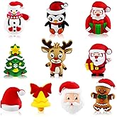 WOZADU 3D Silicone Focal Beads for Keychain Making, 10 PCS Christmas Day Silicone Beads for Pen, Bead Bulks for Bracelet Necklace Lanyard Jewelry and Handmade Crafts Making