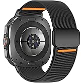 BXUXOHS Magnetic Elastic Bands Compatible with Samsung Galaxy Watch Ultra Band 47mm,Rugged Soft Fabric Strap Stretchy Nylon S