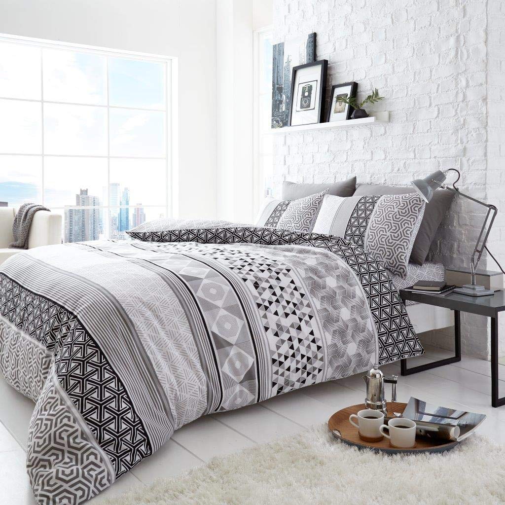 GC GAVENO CAVAILIA Gaveno Cavailia Luxurious Bed Set with Duvet Cover and Pillow Cases, Polyester-Cotton, King, Linen, Helsby Mono