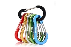 Booms Fishing CC1 Multi-Use Carabiner Clip, 6 Pack Small Caribeener Clips, Mini Keychain Caribeaner Clip 2 inch, Aluminum D Ring Carabiners, Multi-colored
