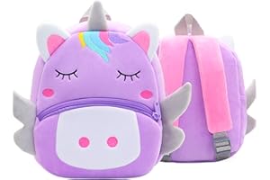 UNEEDE Unicorn Toddler Backpack for Boys and Girls,Kindergarten Backpack for Ages 3-9,Cute Mini Plush Bookbag for School,Travel,Camping,Child Preschool Kindergarten Primary Book Back
