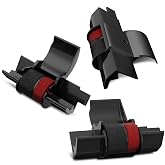 3 Pack IR40T Calculator Ink Roller, Compatible with Sharp EL-1801V | Black/Red, 1.14"x0.84"x0.33"; Ink Cartridge Fits Casio HR-170RC, HR-100TM / Canon P23-DHV, P170-DH3 / Sharp EL-1750V &amp; More