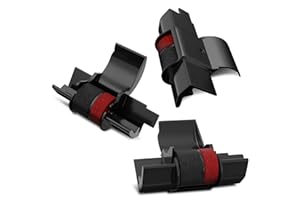 PIKTIME 3 Pack Calculator Roller Black/Red - IR40T Compatible with Casio HR-170RC, HR-100TM / Canon P23-DHV Calculator/Sharp EL-1801V, EL-1750V & More - Individually Sealed Calculators Cartridge