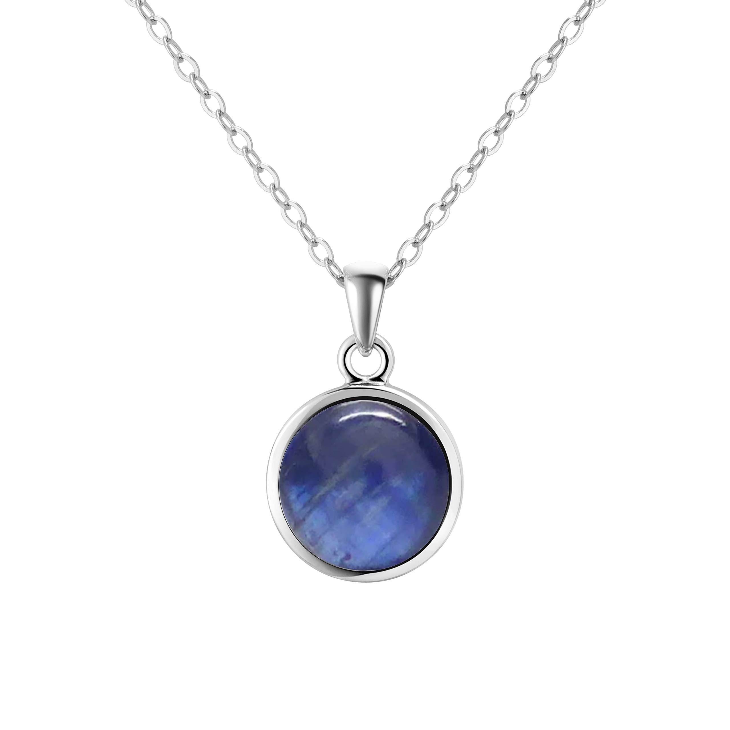 Franki Baker Dainty Iridescent Blue Brazilian Kyanite Gemstone Pendant Necklace on 925 Sterling Silver. Chain Length: 50cm