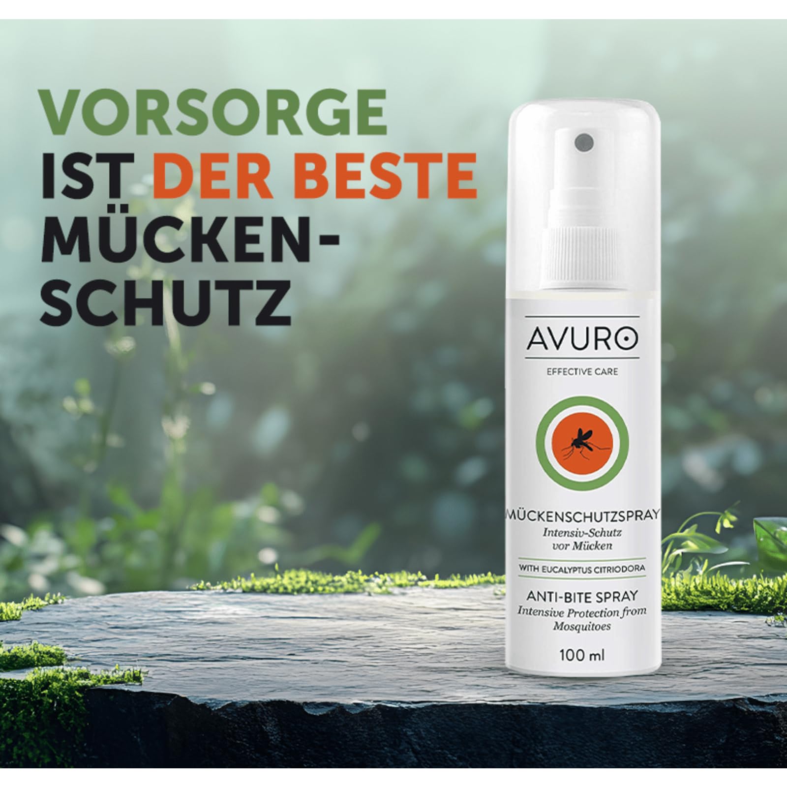 AVURO Mückenschutz Spray 100ml, langanhaltender Schutz vor Insekten, 100% pflanzlicher Wirkstoff Eucalyptus Citriodora Öl, DEET-frei 6