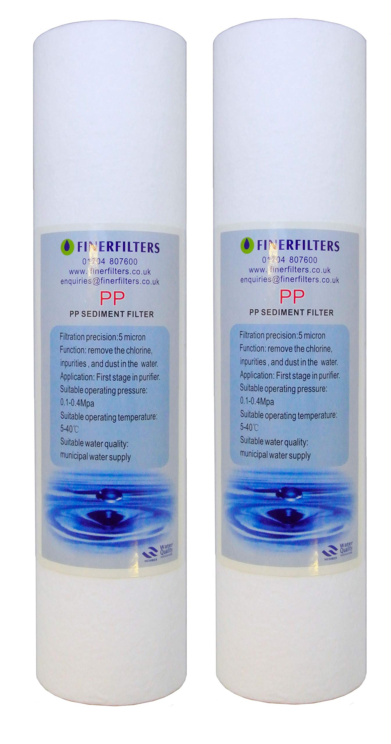 Finerfilters 10” x 2.5” Standard Sediment Filter 1 Micron 2 Pack