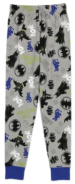 LEGO BATMAN BOY’S PAJAMA 2-FOR-1 SET, 4-PIECE COTTON PAJAMA SETS, BLACK/GREY, LITTLE KID SIZE 8