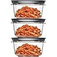 Utensilux Rubber maid Premier, 5 Cup Premier Flex & Seal Food Storage Set, 3 Tritan Containers, 3 Grey Flex and Seal Lids, 6 