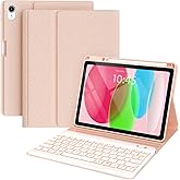 BLUTLOTUS for iPad 11th A16 10th Generation Case with Keyboard - 7 Colors Backlit Wireless Detachable Folio Keyboard Cover with Pencil Holder for iPad 11'' A16 2025 10th Gen 10.9 Inch 2022 (Pink)