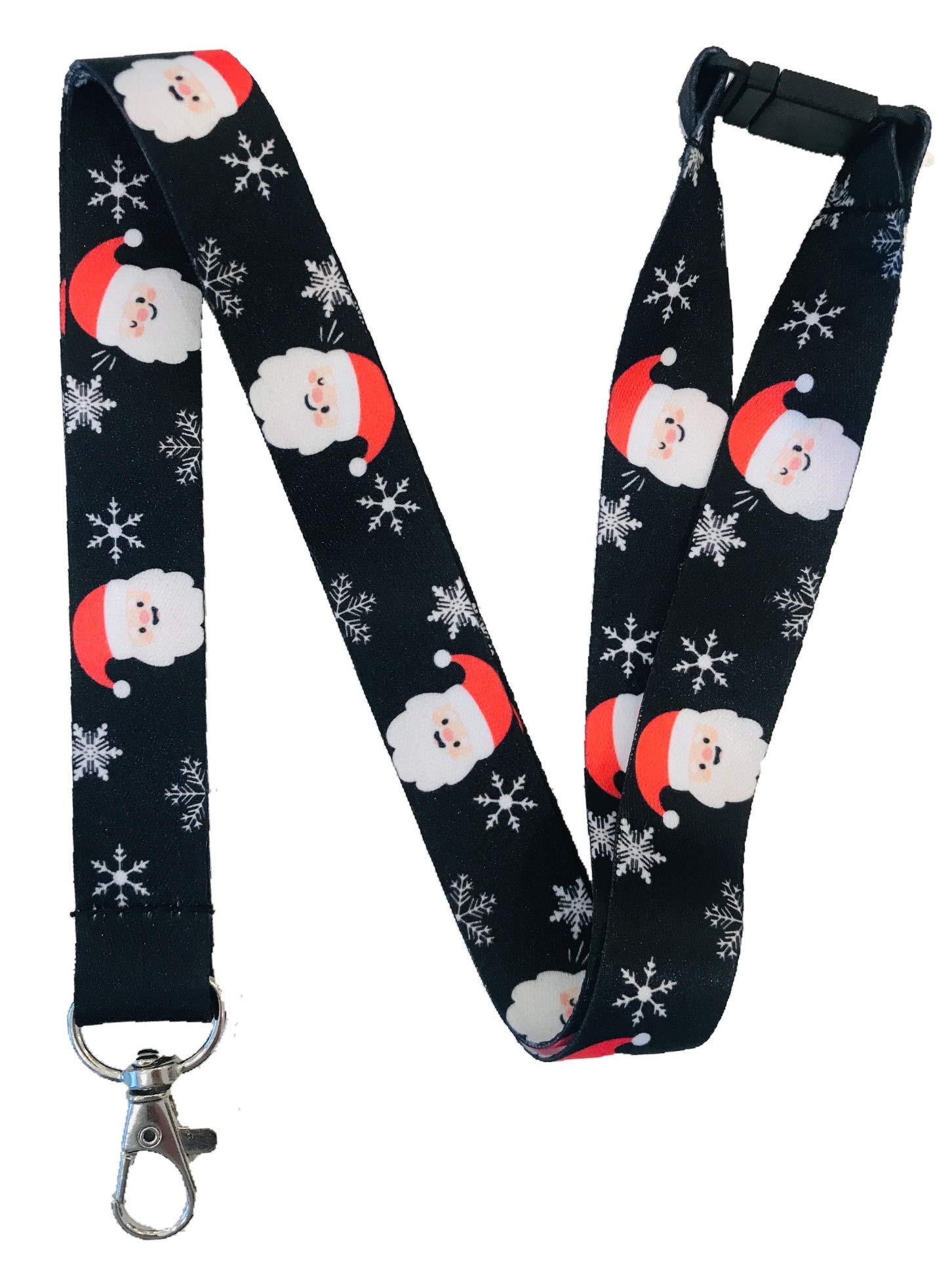 20mm Black Santa & Snowflake Neck Lanyard with Safety Breakaway