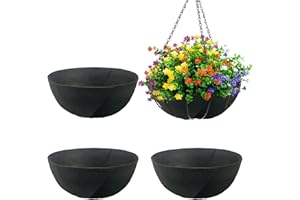 Sumloty 4 Pack 16 Inch Fabric Planter Basket Liner- Felt Flower Pot Liners Replacement Coco Fiber Liner for Hanging Basket Flowers Round Hanging Basket Liners Prevent Birds from Nesting
