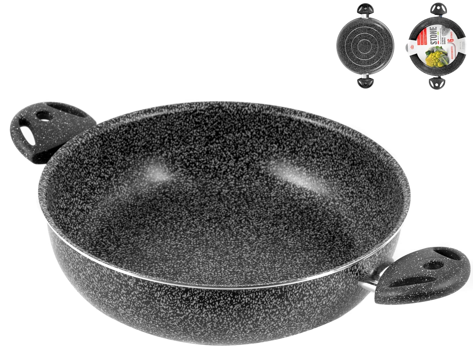 Home Non-stick Coating Saucepan with 2 Handles, Stone, Charcoal, 28 cm