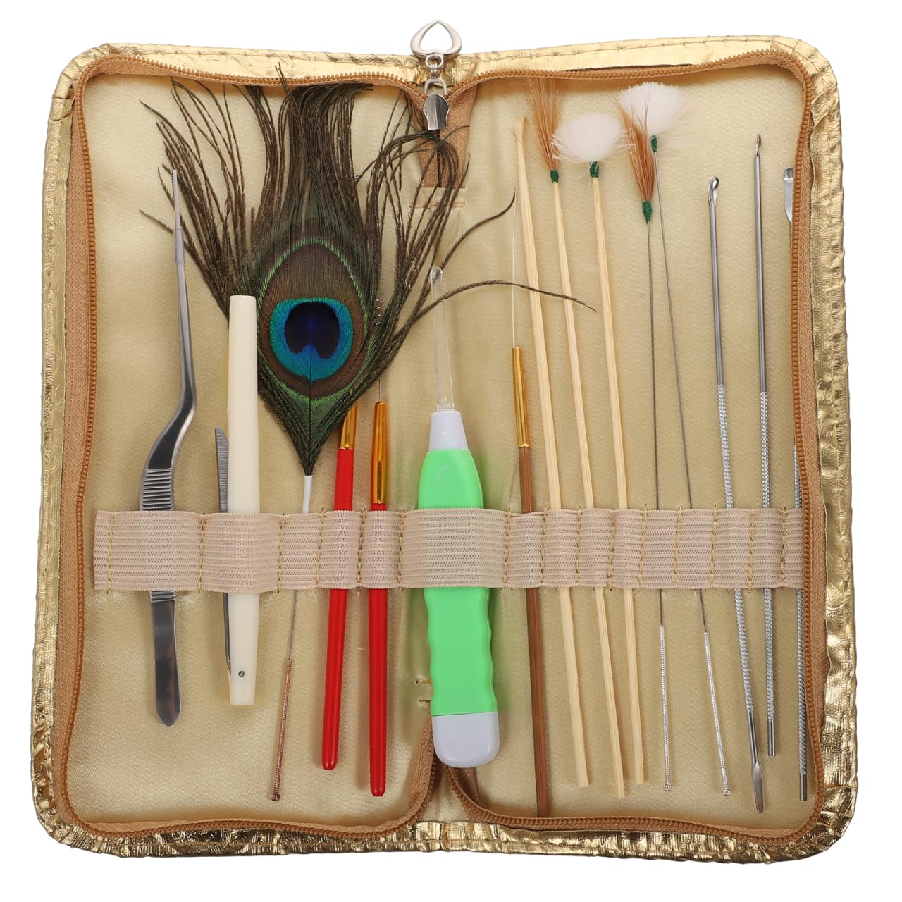 Digging Spoon Pick Feather Stick Set Earwax Cleaning Brush Earwax Remover Kit Earwax Removal Products 15pcs/ Set