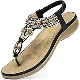 Littleplum Womens Sandals Arch Support Summer Beach Sandals Comfort Walking Shoes Bohemian Flip Flops Sandals for Women