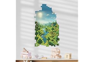 CRYPTONITE Personalized Video Game Wall Decal for Kids | Classic Pixel Style Landscape Wall Sticker | Boys Room Decor for Nursery, Bedroom & Playroom (Landscape, Wide 15" x 25" Height)