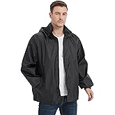 Mywu Mens Windbreaker Jackets Lightweight Rain Jacket Waterproof Raincoat with Hood Outdoor Running Hiking Cycling