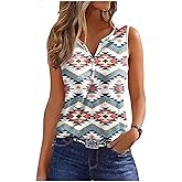 Cowgirl Outfits for Women V Neck Tank Tops Western Rodeo Graphic Outfits Girls Country Concert Sleeveless Button Up Tops