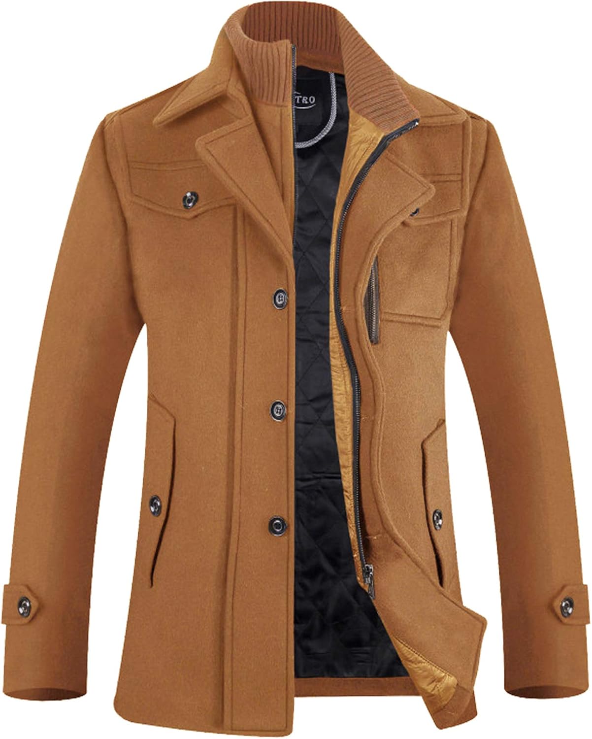 Mens Winter Military Wool Pea Coat 
