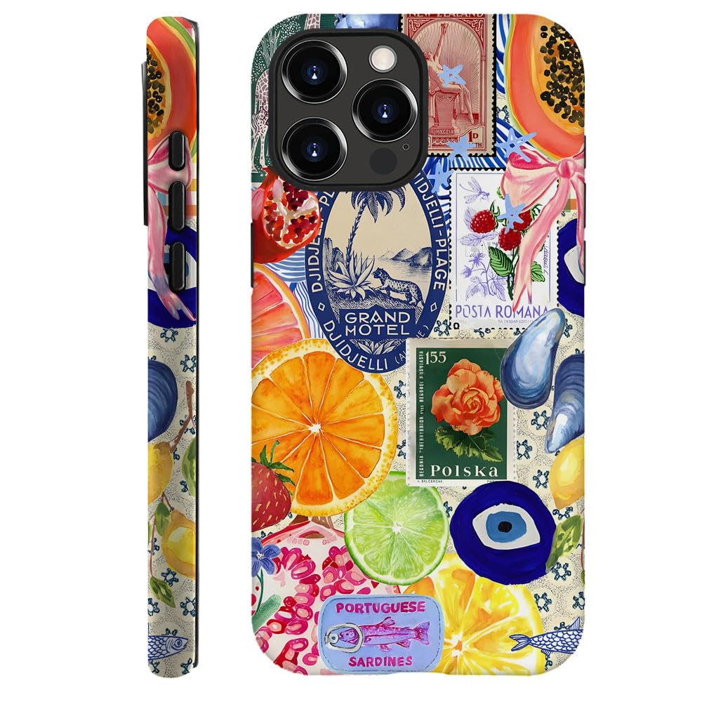 Generic Compatible with for iPhone 16 Pro Max,Fruit Lemon European Summer Collage Phone Case for Girl Women Boy Men,Scratch Resistant Shockproof Cover Phone Case for iPhone 16 Pro Max